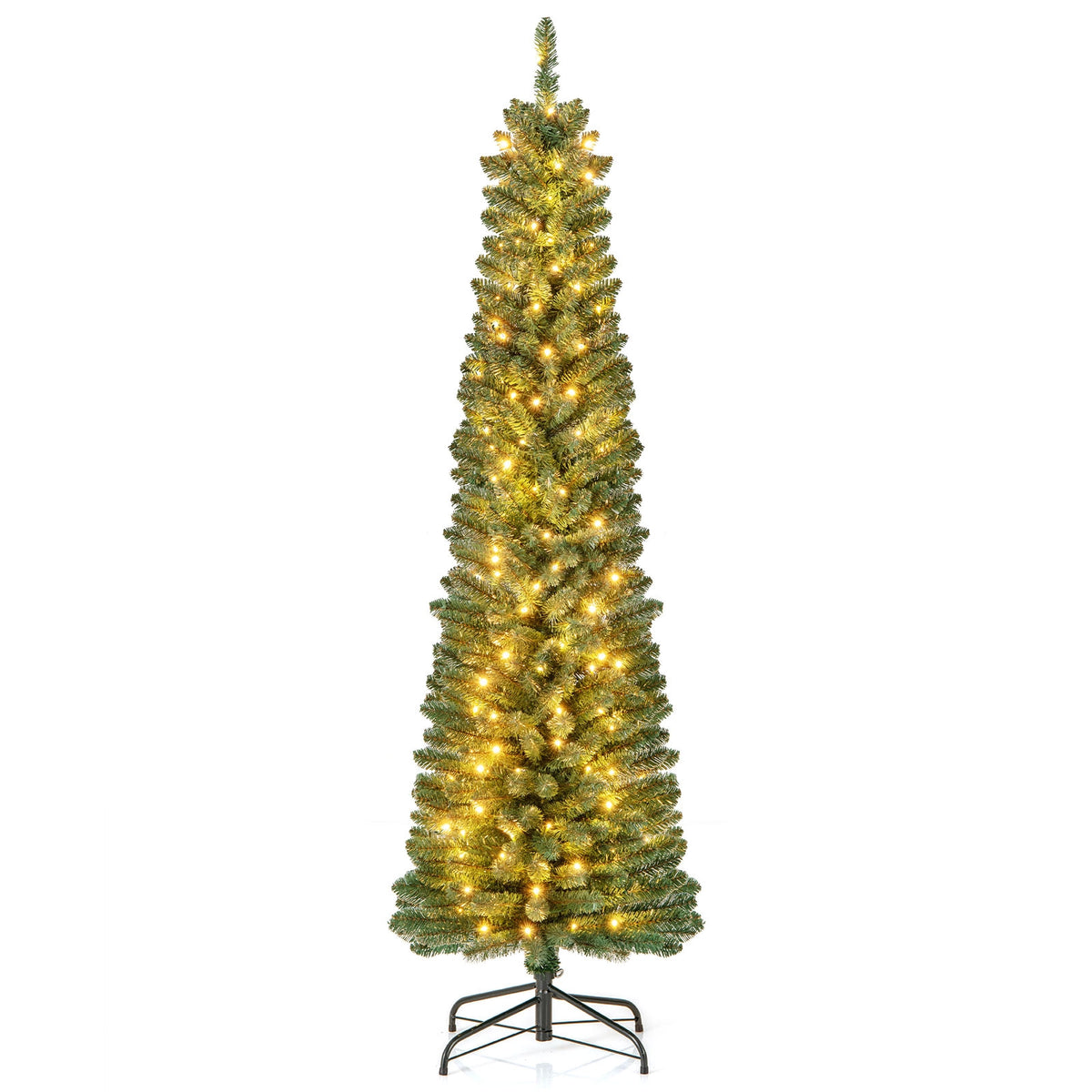 6FT Pencil Christmas Tree, Memory Wire Branch Tips, Warm LED Lights, Green Christmas Tree at Gallery Canada