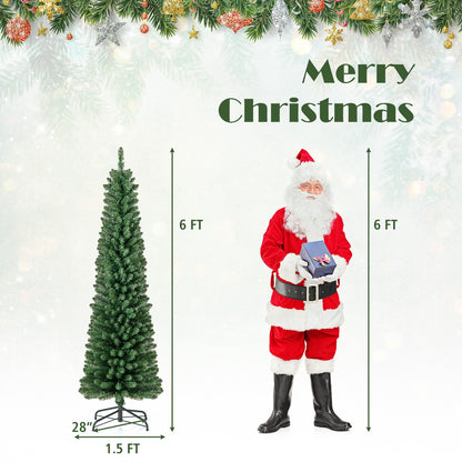 6FT Pencil Christmas Tree, Memory Wire Branch Tips, Warm LED Lights, Green Christmas Tree at Gallery Canada