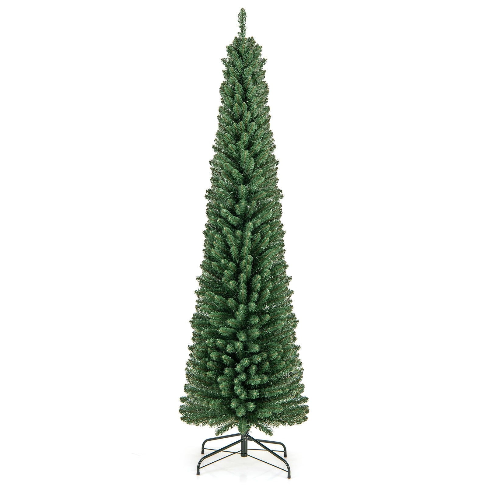 Pencil Christmas Tree, 7FT, Memory Wire Branch Tips, Warm LED Lights, Green Christmas Tree Green at Gallery Canada