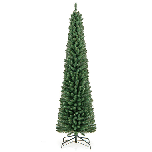 7FT Pencil Christmas Tree, Memory Wire Tips, Warm LED Lights, Green Christmas Tree Green at Gallery Canada