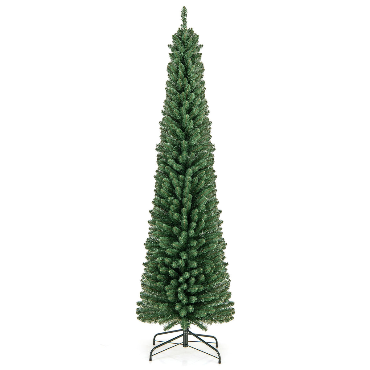 Pencil Christmas Tree, 7FT, Memory Wire Branch Tips, Warm LED Lights, Green Christmas Tree at Gallery Canada