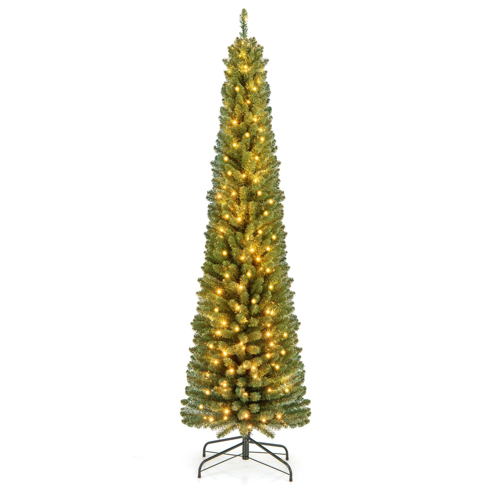 Pencil Christmas Tree, 7FT, Memory Wire Branch Tips, Warm LED Lights, Green Christmas Tree at Gallery Canada