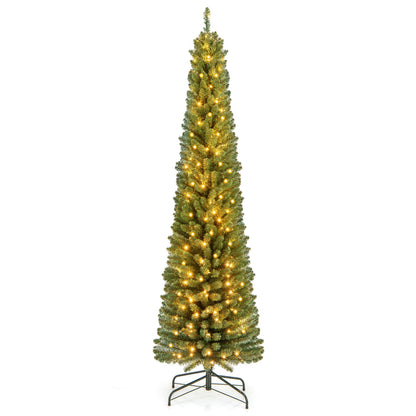 Pencil Christmas Tree, 7FT, Memory Wire Branch Tips, Warm LED Lights, Green Christmas Tree at Gallery Canada