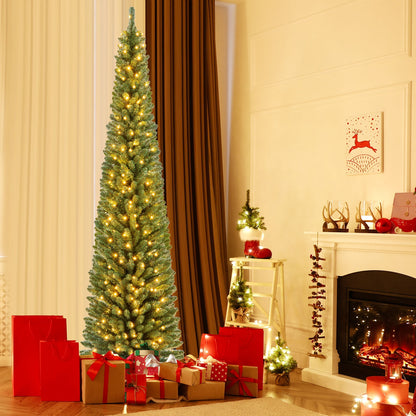 Pencil Christmas Tree With Memory Wire Branch Tips, Warm LED Lights, 8FT, Green Christmas Tree at Gallery Canada