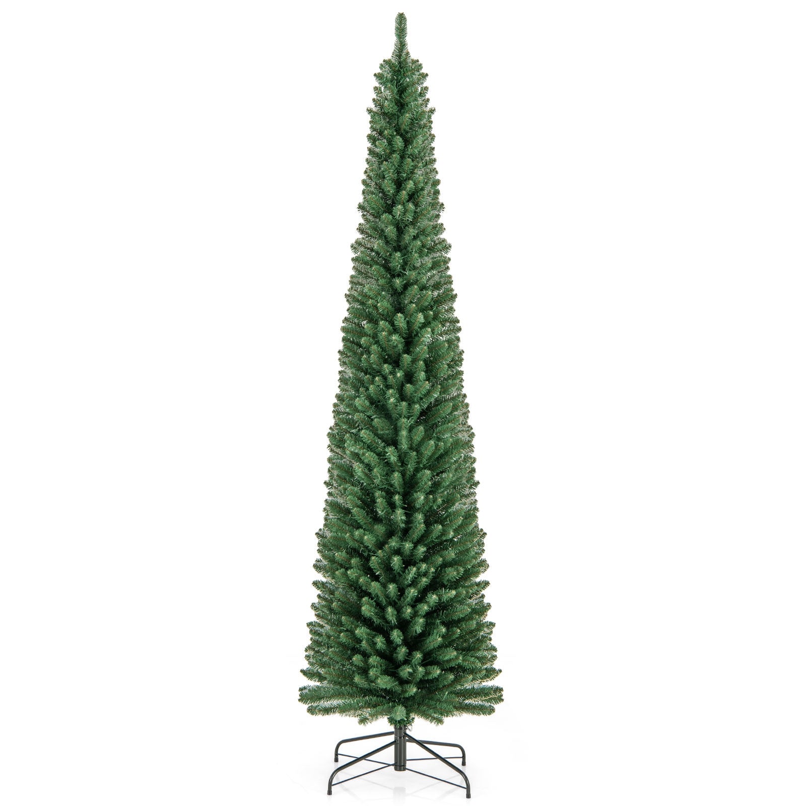 Pencil Christmas Tree With Memory Wire Branch Tips, Warm LED Lights, 8FT, Green Christmas Tree at Gallery Canada