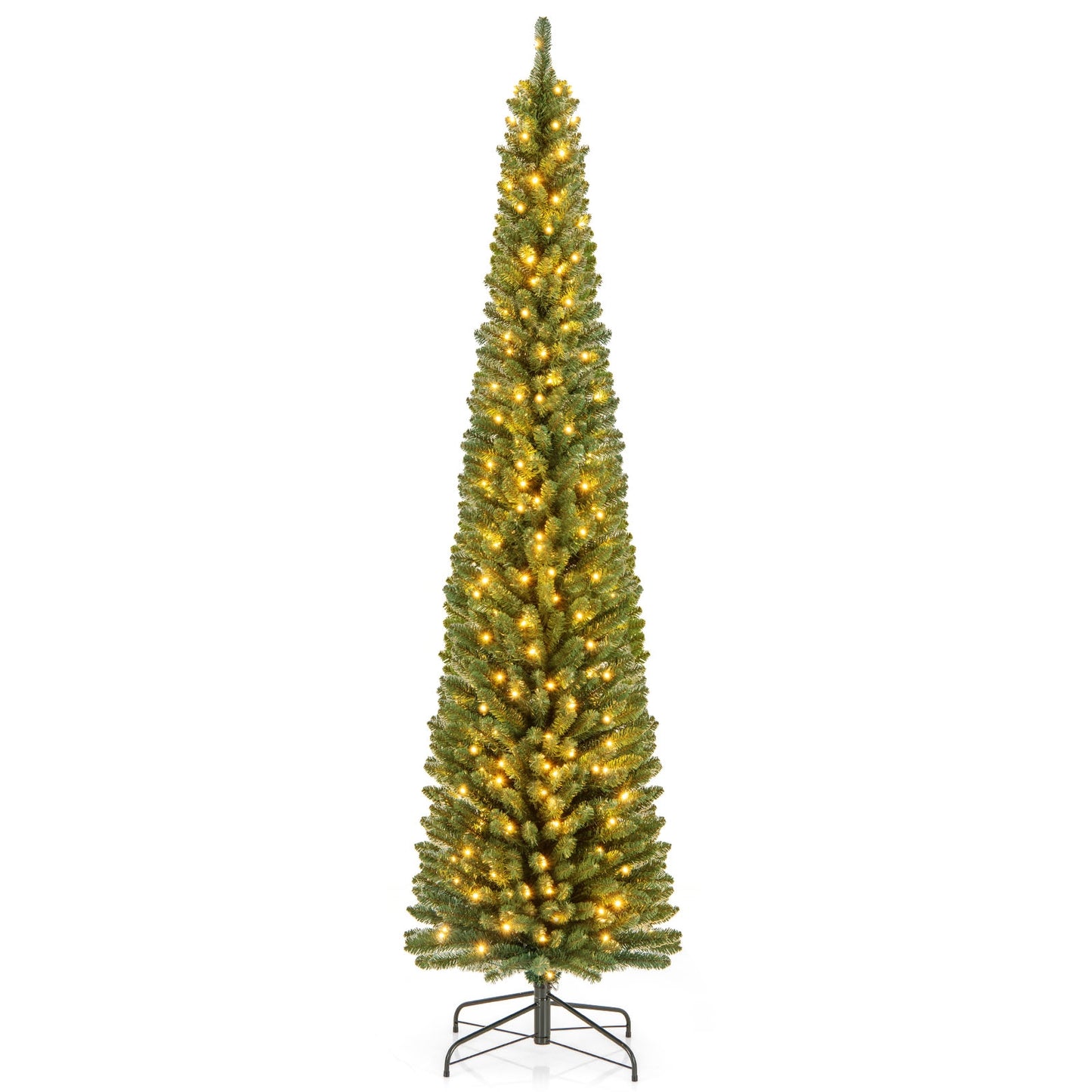 Pencil Christmas Tree With Memory Wire Branch Tips, Warm LED Lights, 8FT, Green Christmas Tree at Gallery Canada