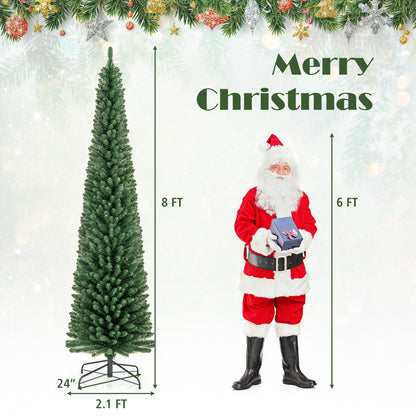 Pencil Christmas Tree With Memory Wire Branch Tips, Warm LED Lights, 8FT, Green Christmas Tree at Gallery Canada