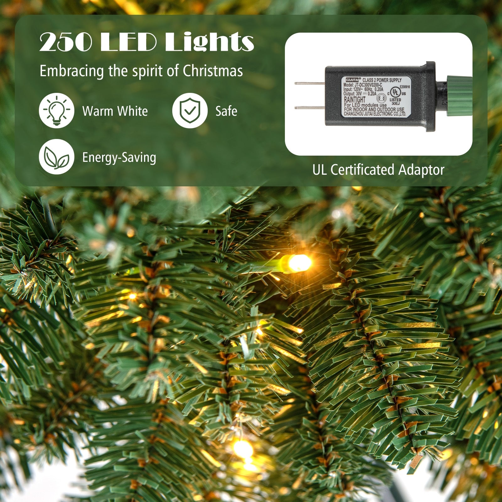 Pencil Christmas Tree With Memory Wire Branch Tips, Warm LED Lights, 8FT, Green Christmas Tree at Gallery Canada
