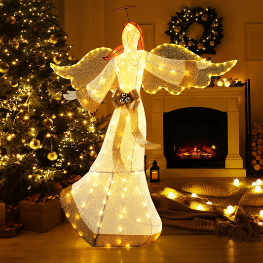 5.2 Feet Christmas Angel, Halo Wings, 180 Warm White LED Lights, White Christmas Decor & Accessories White at Gallery Canada