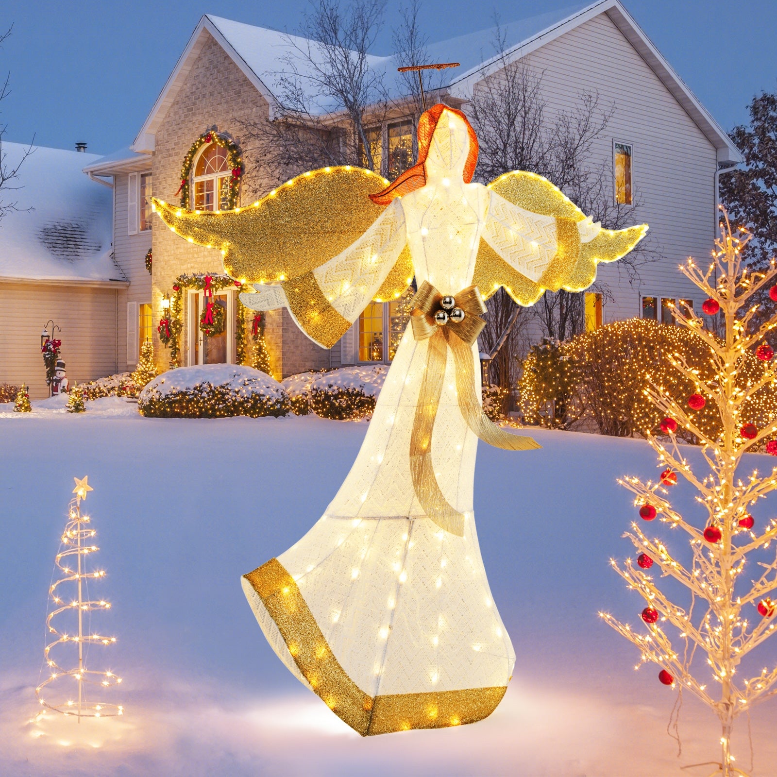 5.2 Feet Christmas Angel, Halo Wings, 180 Warm White LED Lights, White Christmas Decor & Accessories at Gallery Canada