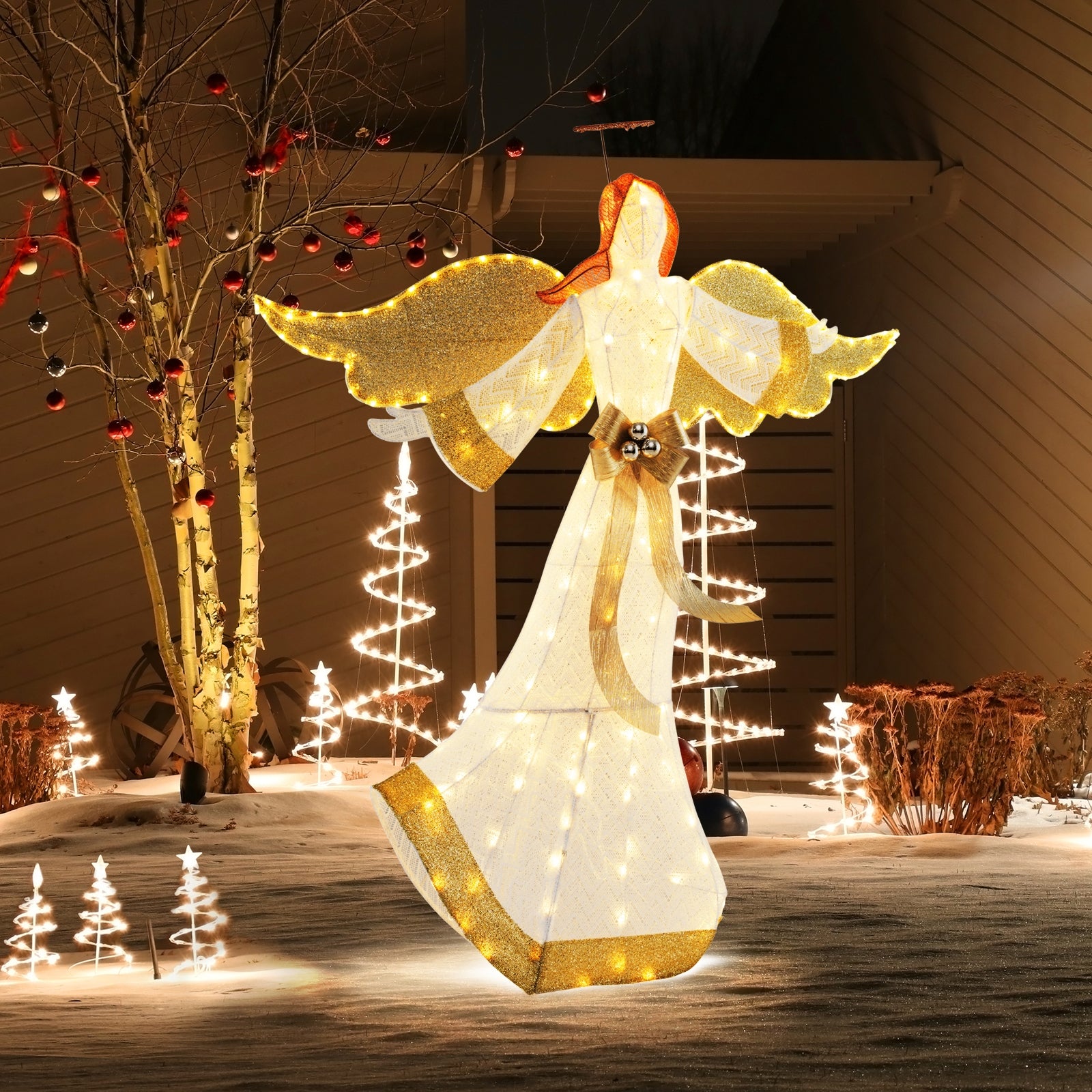 5.2 Feet Christmas Angel, Halo Wings, 180 Warm White LED Lights, White Christmas Decor & Accessories at Gallery Canada