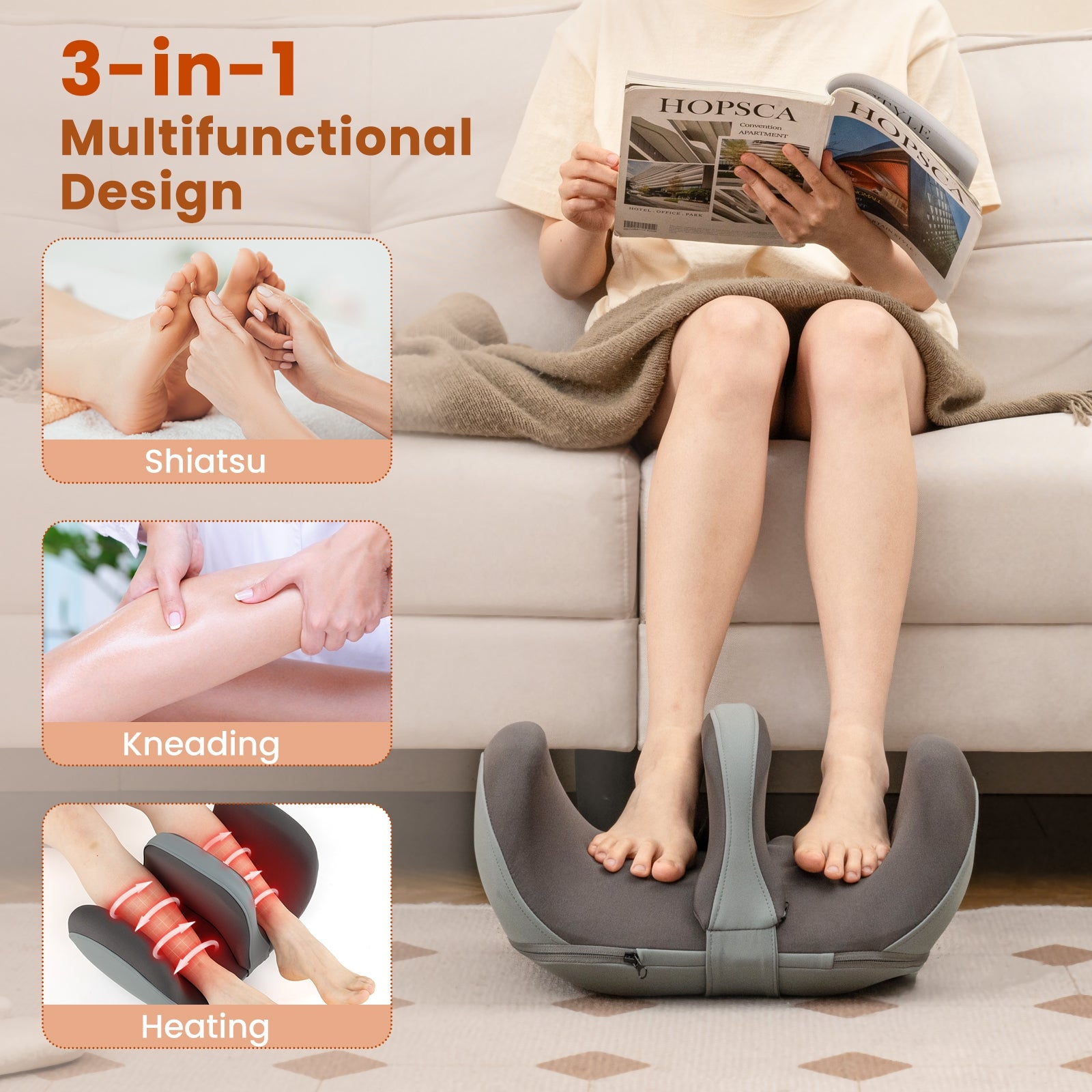 Foot and Calf Massager with Heat Gift for Women Men Mom Dad, Gray Foot Massager at Gallery Canada