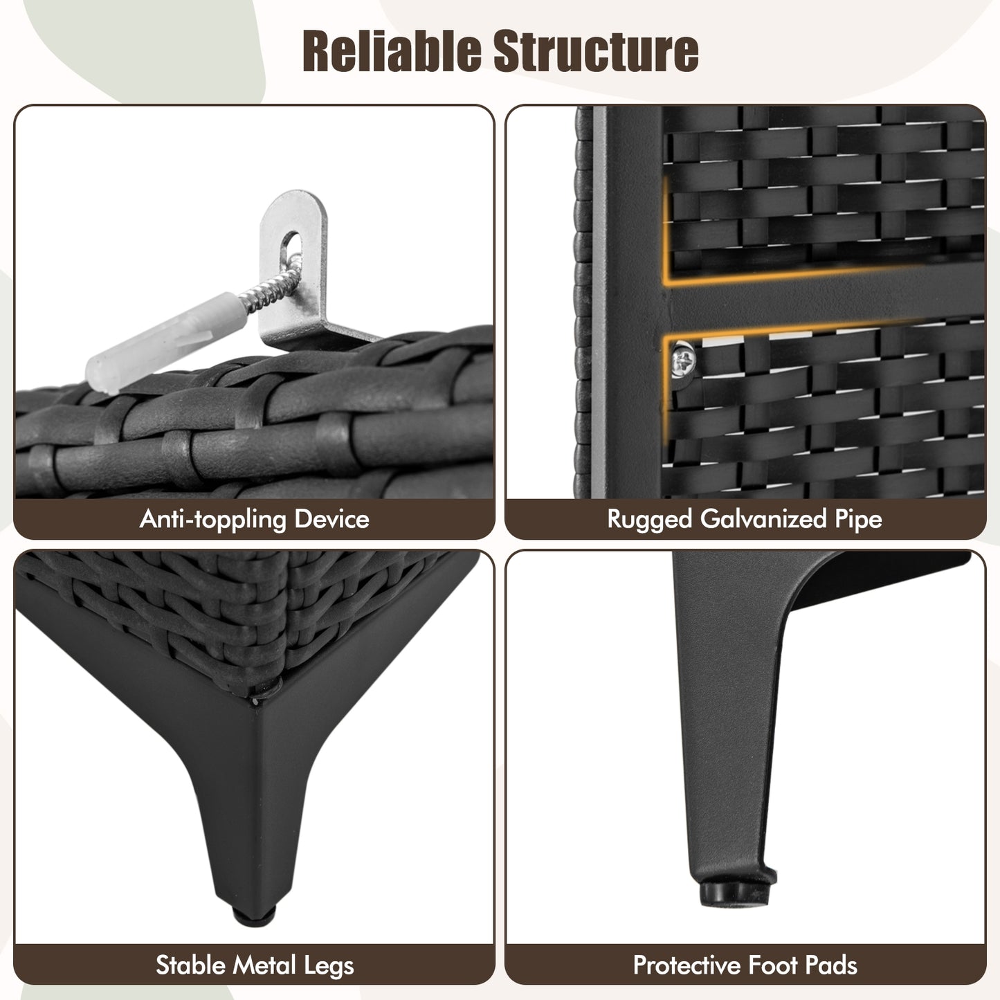 62 Inch Wicker Wardrobe with 2 Doors PE Rattan Closet with Hanging Rod, Black Armoires & Wardrobes at Gallery Canada