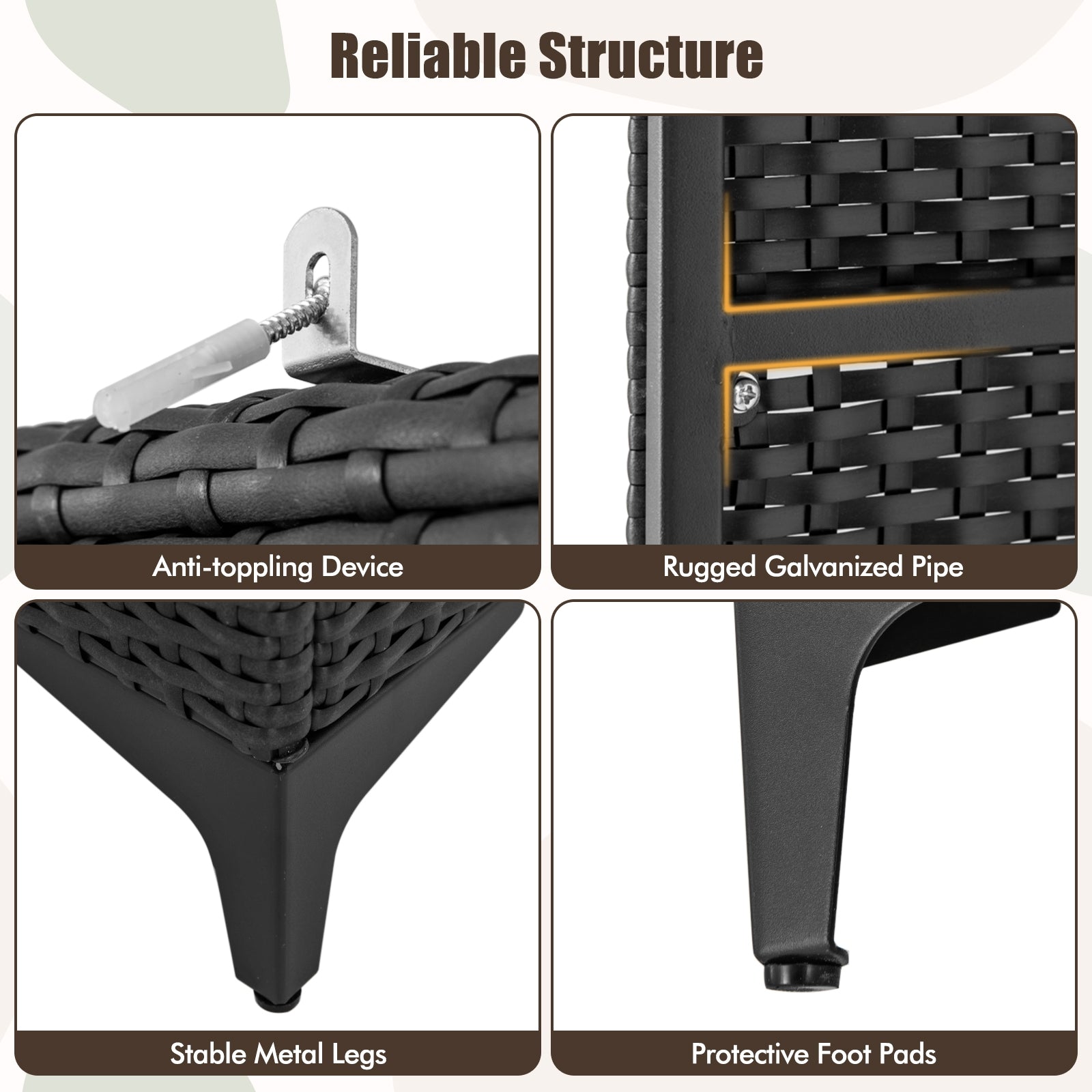 62 Inch Wicker Wardrobe with 2 Doors PE Rattan Closet with Hanging Rod, Black Armoires & Wardrobes at Gallery Canada