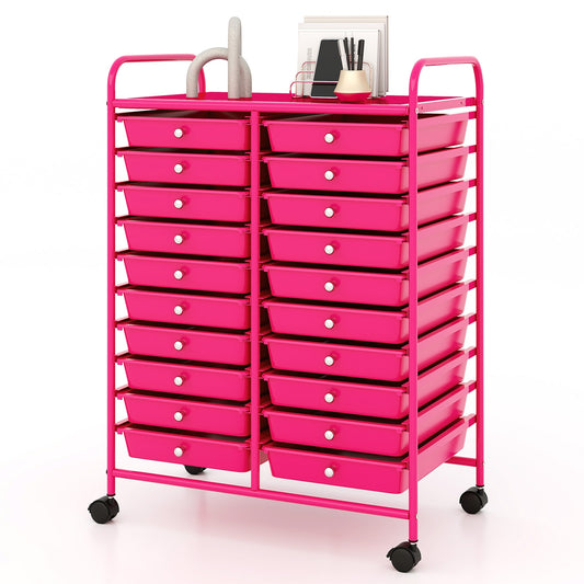 20 Drawer Rolling Storage Cart, Pink File Cabinets Pink at Gallery Canada