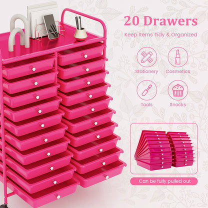 20 Drawer Rolling Storage Cart, Pink File Cabinets at Gallery Canada