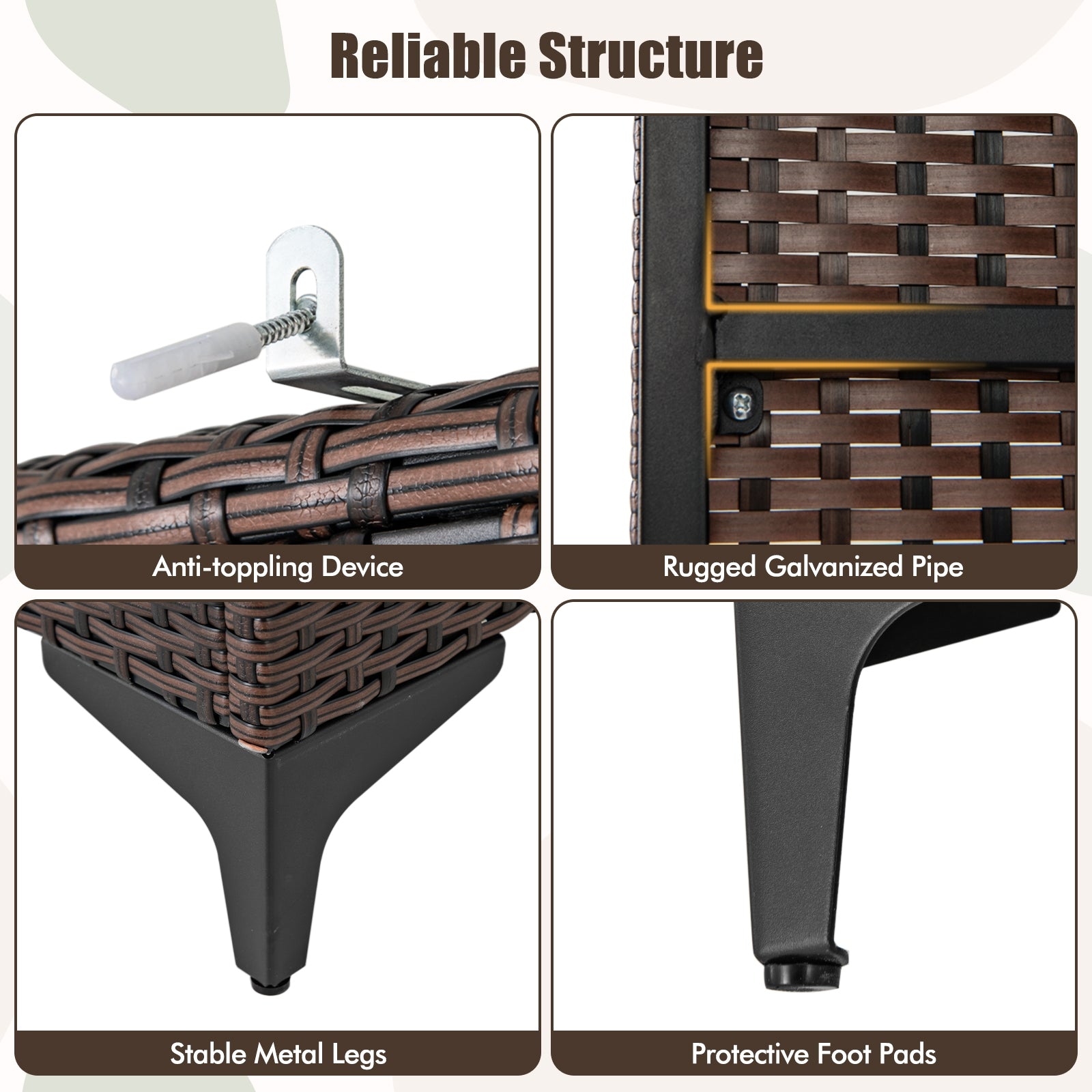 62 Inch Wicker Wardrobe with 2 Doors PE Rattan Closet with Hanging Rod, Brown Armoires & Wardrobes at Gallery Canada