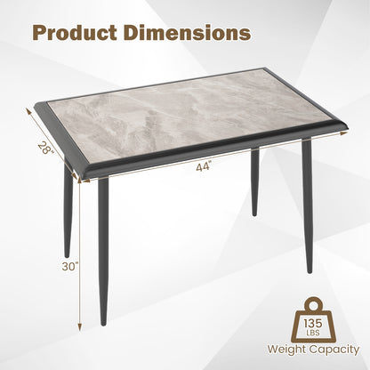 Sintered Stone Dining Table 44" Rectangular Kitchen Table with Metal Frame Indoor Modern Breakfast Table for Living Room Dining Room, Gray Dining Tables at Gallery Canada