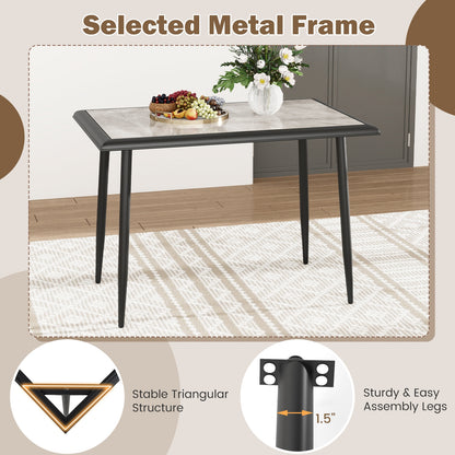 Sintered Stone Dining Table 44" Rectangular Kitchen Table with Metal Frame Indoor Modern Breakfast Table for Living Room Dining Room, Gray Dining Tables at Gallery Canada