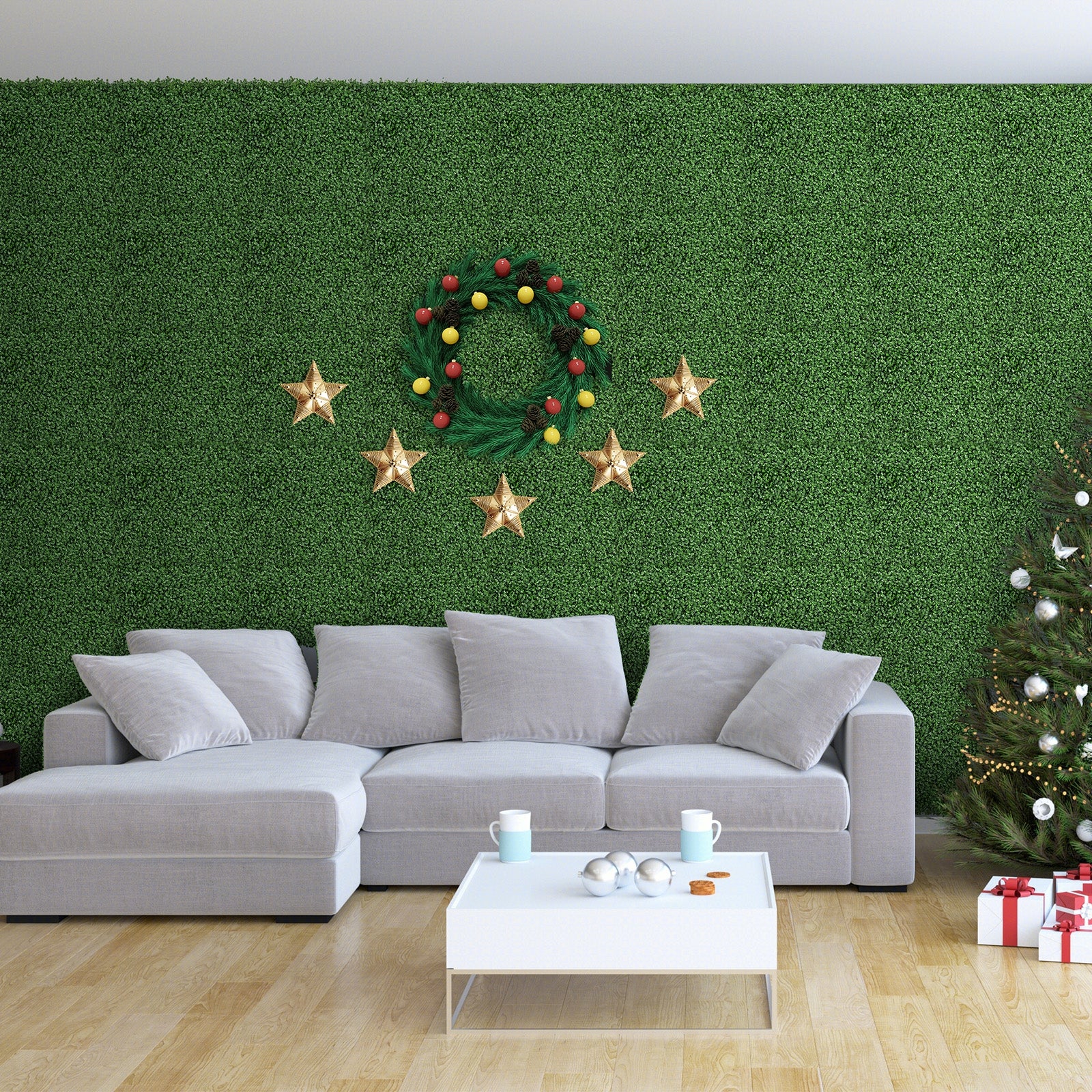 12 Pieces 20 x 20 Inch Artificial Boxwood Wall Panels with Insertable Branches, Green Decorative Fencing & Flooring at Gallery Canada