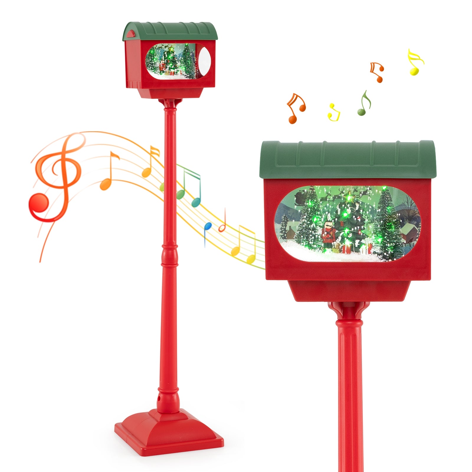 59 Inch Christmas Street Lamp With Sound-Activated Snow Globe Lantern, Red Christmas Decor & Accessories at Gallery Canada