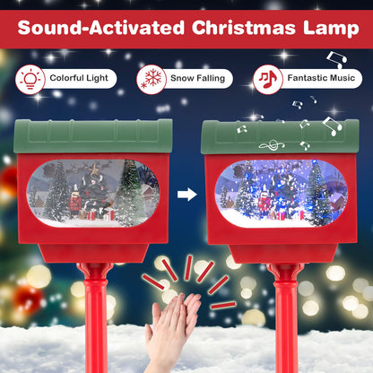 59 Inch Christmas Street Lamp With Sound-Activated Snow Globe Lantern, Red Christmas Decor & Accessories at Gallery Canada