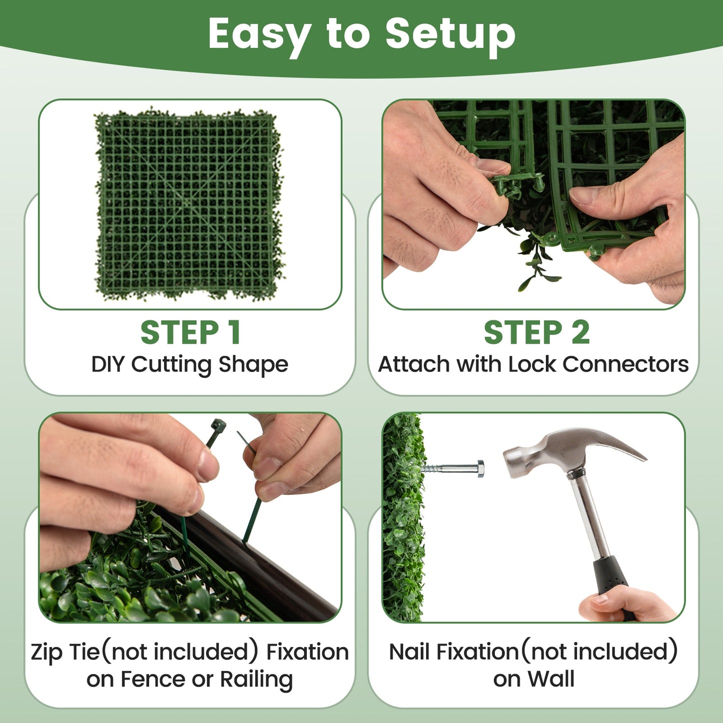 12 Pieces 20 x 20 Inch Artificial Boxwood Wall Panels with Insertable Branches, Green Decorative Fencing & Flooring at Gallery Canada