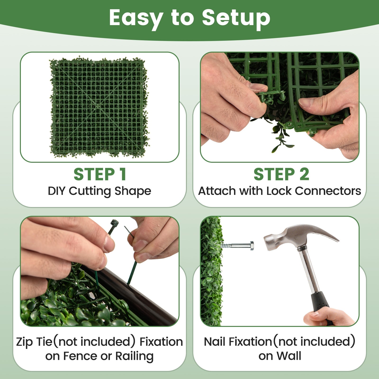12 Pieces 20 x 20 Inch Artificial Boxwood Wall Panels with Insertable Branches, Green Decorative Fencing & Flooring at Gallery Canada