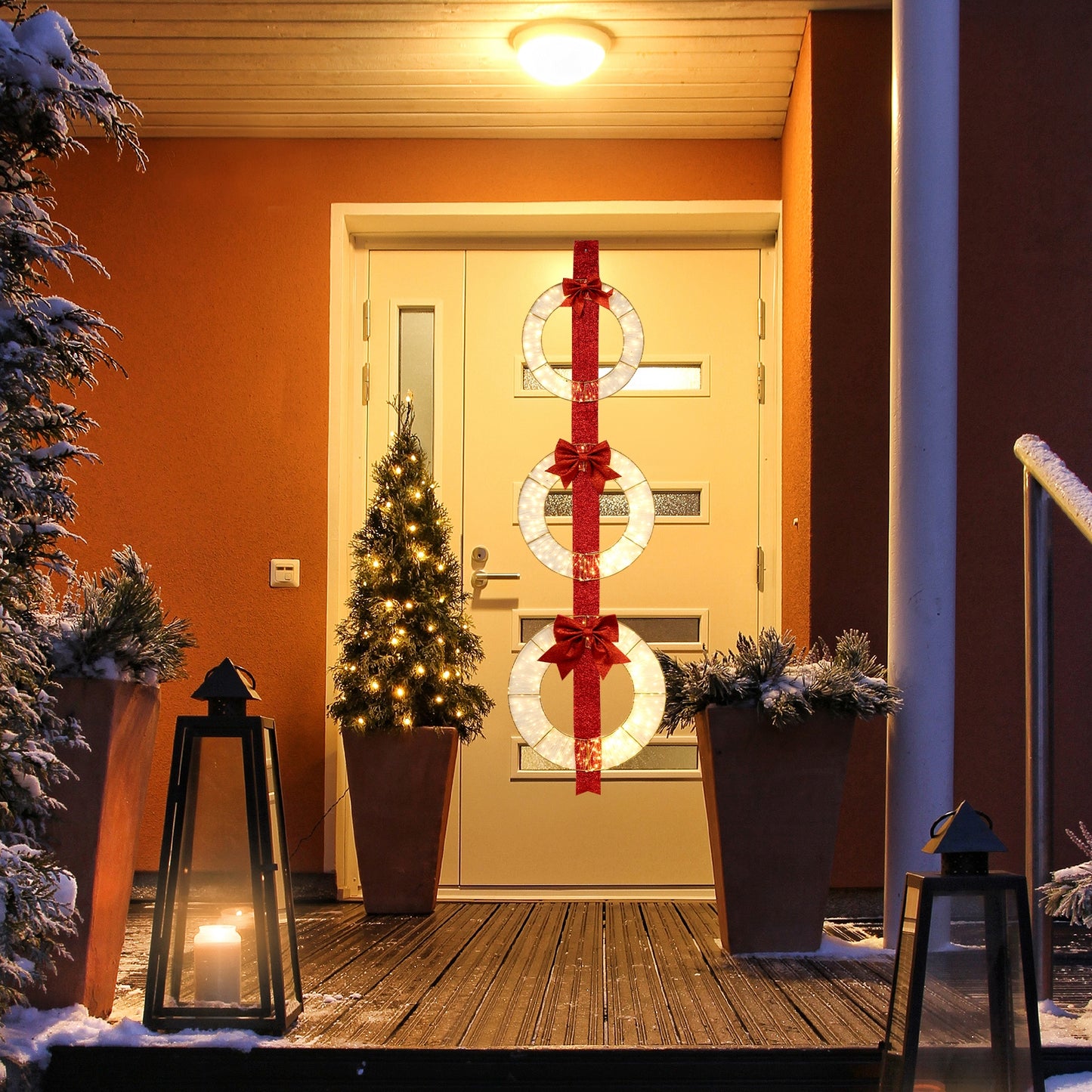 Christmas Lighted Wreaths, Set of 3, Warm White LED, Red Christmas Decor & Accessories at Gallery Canada