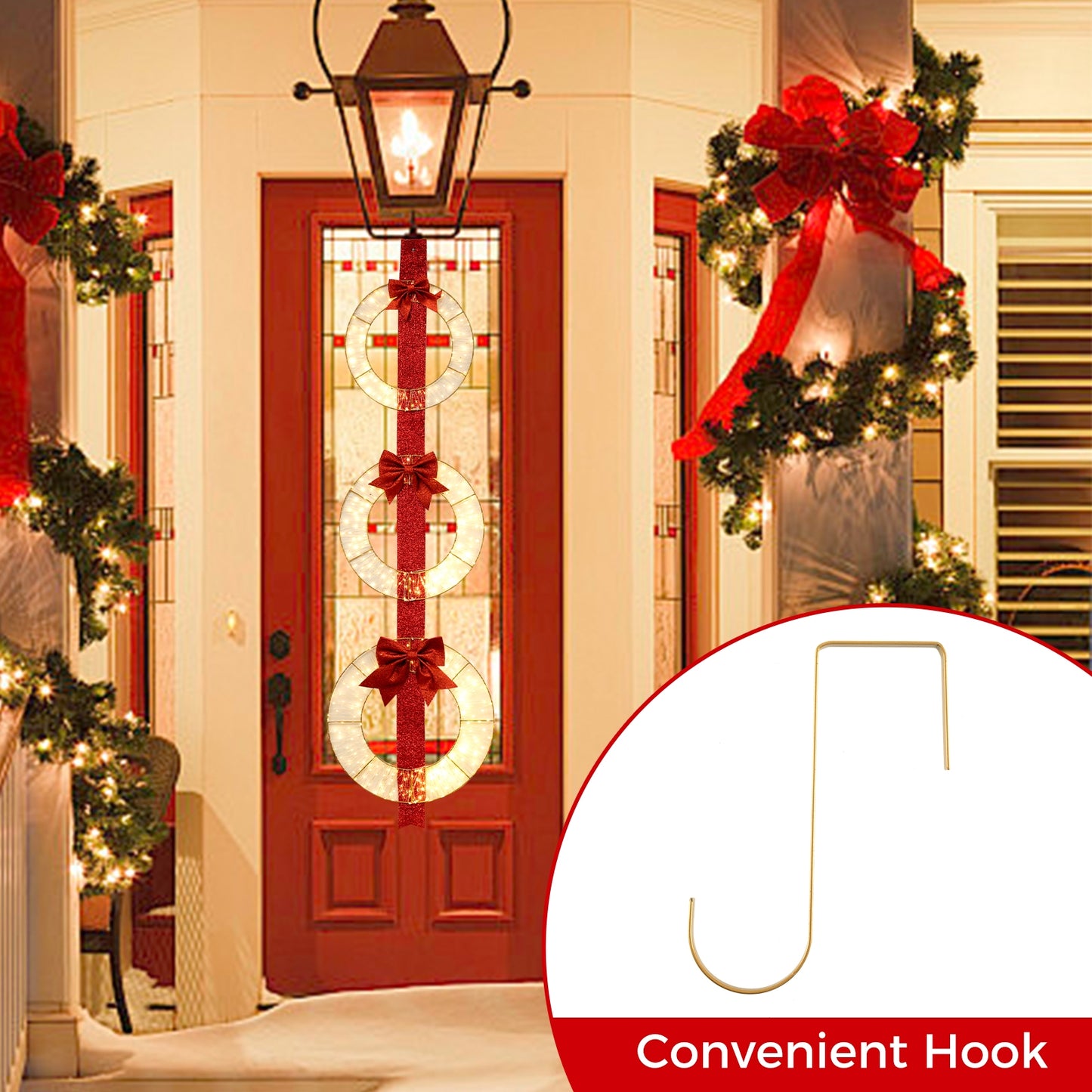 Christmas Lighted Wreaths, Set of 3, Warm White LED, Red Christmas Decor & Accessories at Gallery Canada