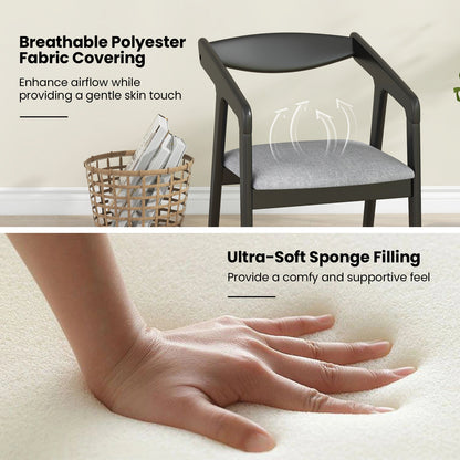 Wooden Dining Chair Set of 2 with Rubber Wood Frame Armrests and Padded Cushion-black, Black Dining Chairs at Gallery Canada