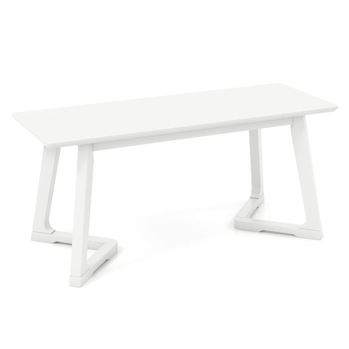 42 Inch Modern Entryway Bench Long Dining Bench with Rubber Wood Legs, White
