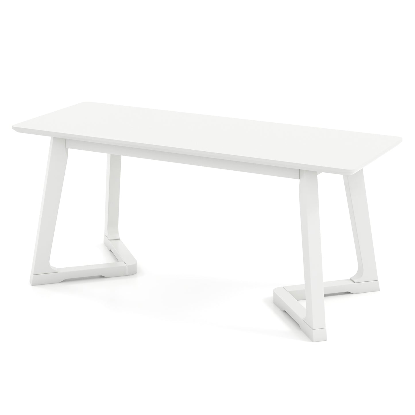 42 Inch Modern Entryway Bench Long Dining Bench with Rubber Wood Legs, White Shoe Racks & Storage Benches at Gallery Canada