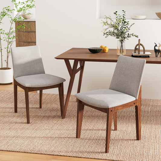 Set of 2 Wooden Dining Chairs Upholstered with High Curved Back, Walnut Dining Chairs Walnut at Gallery Canada