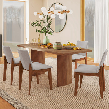 Set of 2 Wooden Dining Chairs Upholstered with High Curved Back, Walnut Dining Chairs at Gallery Canada