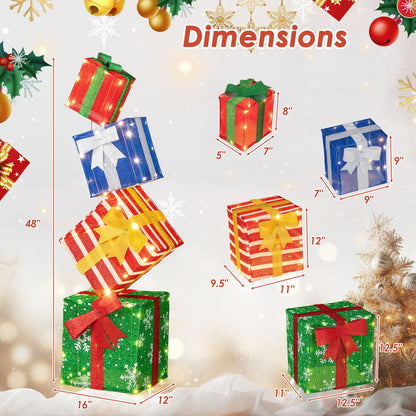 48 Inches Lighted Stacked Gift Boxes, LED Lights, Decorative Bows, Multicolor Christmas Decor & Accessories at Gallery Canada