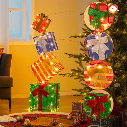 48 Inches Lighted Stacked Gift Boxes, LED Lights, Decorative Bows, Multicolor Christmas Decor & Accessories at Gallery Canada