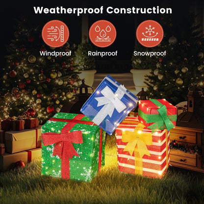 48 Inches Lighted Stacked Gift Boxes, LED Lights, Decorative Bows, Multicolor Christmas Decor & Accessories at Gallery Canada