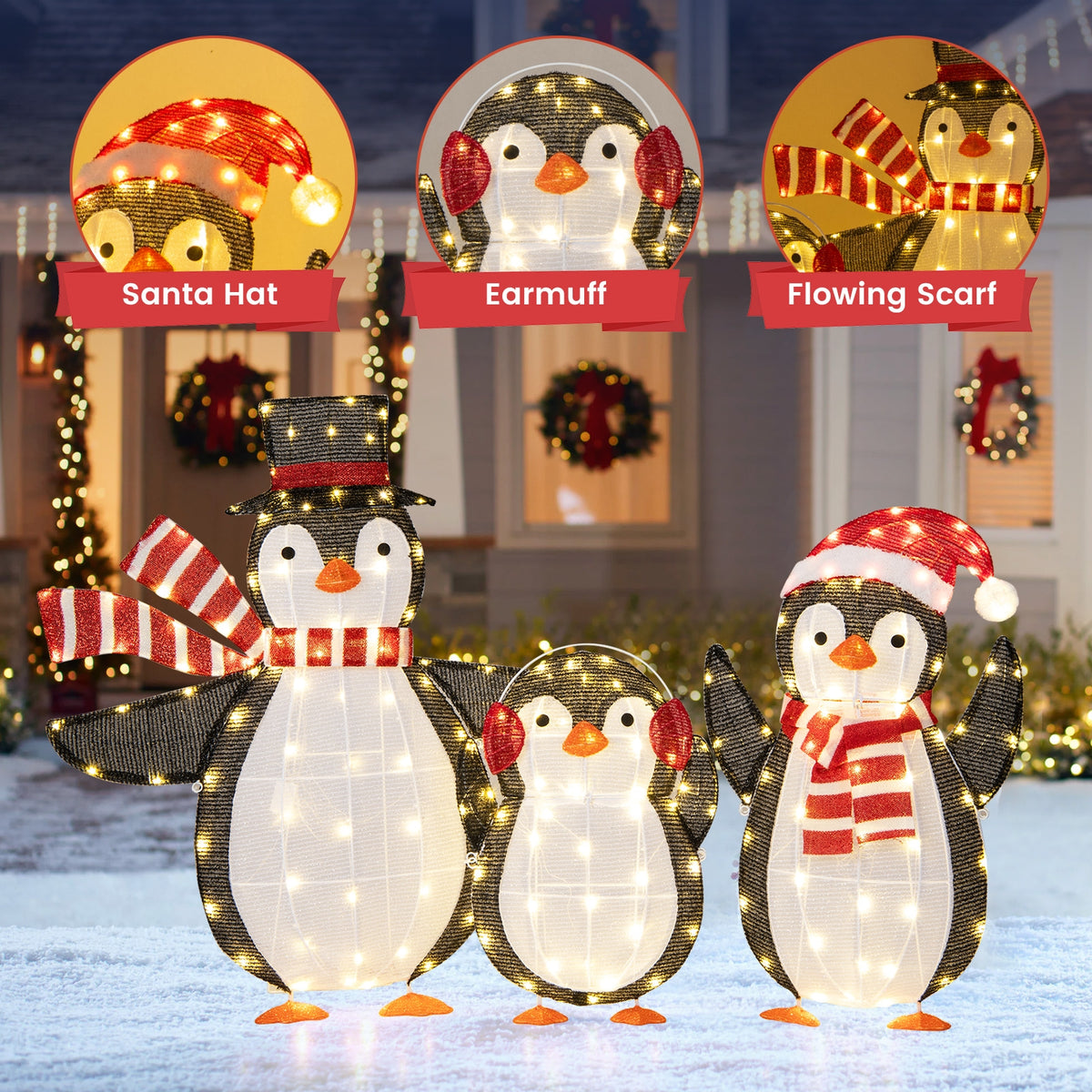 Penguin Christmas Decorations, 194 LED Lights, Zip Ties Christmas Decor & Accessories at Gallery Canada