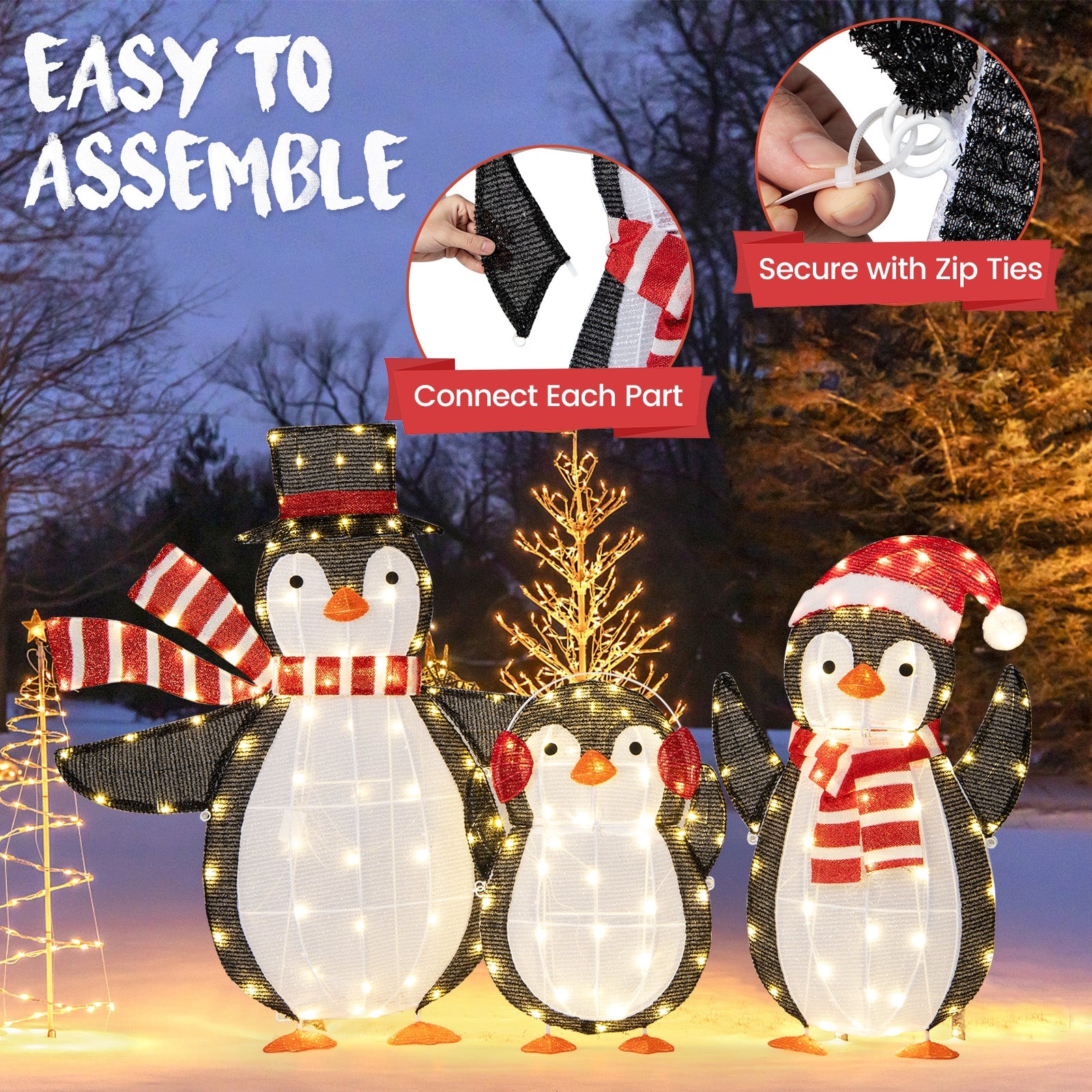 Penguin Christmas Decorations, 194 LED Lights, Zip Ties Christmas Decor & Accessories at Gallery Canada