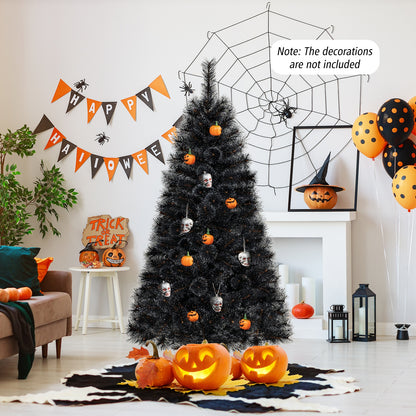 6/7/8 Feet Black Artificial Halloween Christmas Tree with PVC Branch Tips and 210/320/450 Cool White LED Lights-S, Black Christmas Tree at Gallery Canada
