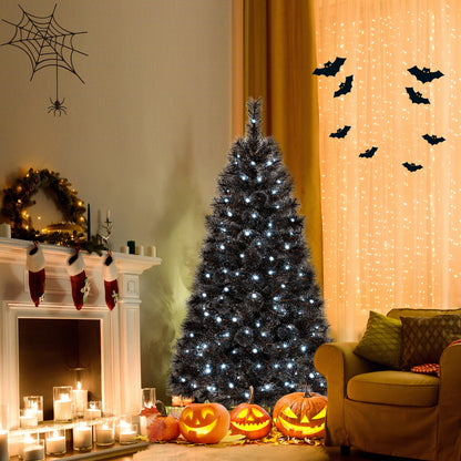 6/7/8 Feet Black Artificial Halloween Christmas Tree with PVC Branch Tips and 210/320/450 Cool White LED Lights-S, Black Christmas Tree at Gallery Canada