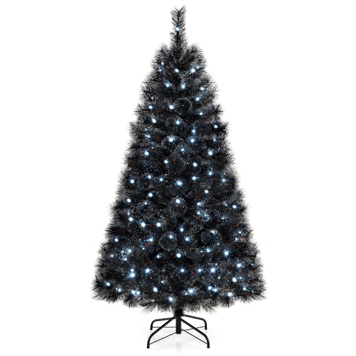 6/7/8 Feet Black Artificial Halloween Christmas Tree with PVC Branch Tips and 210/320/450 Cool White LED Lights-S, Black Christmas Tree Small at Gallery Canada