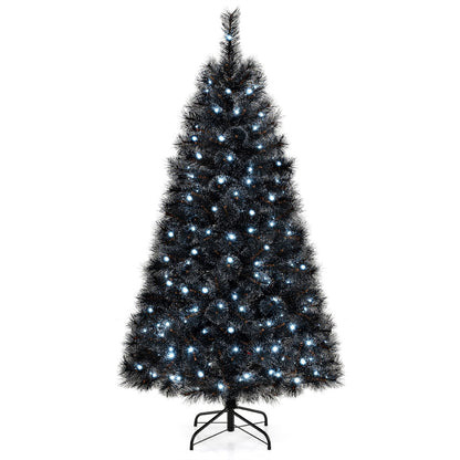 6/7/8 Feet Black Artificial Halloween Christmas Tree with PVC Branch Tips and 210/320/450 Cool White LED Lights-S, Black Christmas Tree Small at Gallery Canada