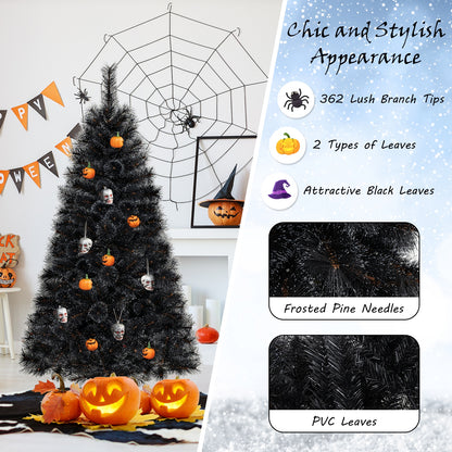 6/7/8 Feet Black Artificial Halloween Christmas Tree with PVC Branch Tips and 210/320/450 Cool White LED Lights-S, Black Christmas Tree at Gallery Canada