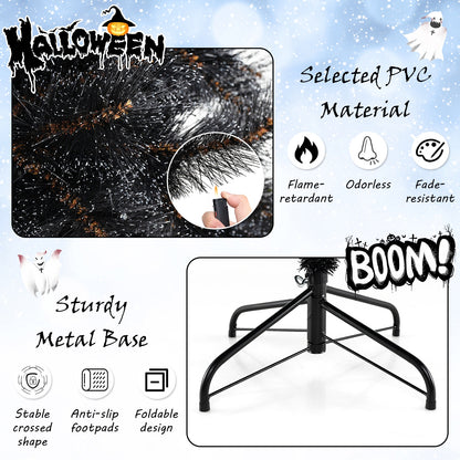 6/7/8 Feet Black Artificial Halloween Christmas Tree with PVC Branch Tips and 210/320/450 Cool White LED Lights-S, Black Christmas Tree at Gallery Canada