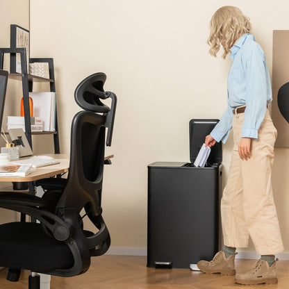 8 Gal Dual Compartment Trash Can, Black Kitchen Organization at Gallery Canada
