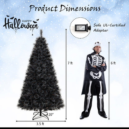 6/7/8 Feet Artificial Halloween Christmas Tree, PVC Branch Tips, 210/320/450 Cool White LED Lights, Black Christmas Tree at Gallery Canada