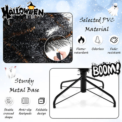 6/7/8 Feet Artificial Halloween Christmas Tree, PVC Branch Tips, 210/320/450 Cool White LED Lights, Black Christmas Tree at Gallery Canada