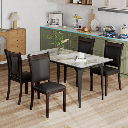 Dining Chairs Set of 2 Faux Leather Upholstered Kitchen Side Chairs with Padded Seat, Gray Dining Chairs at Gallery Canada